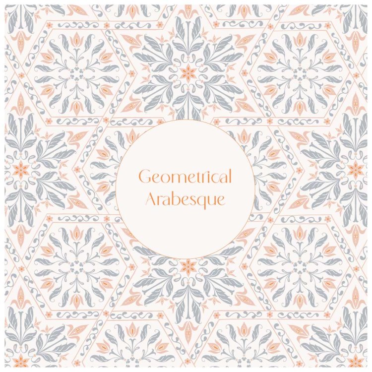Cover page for geometrical islamic pattern with floral arabesque